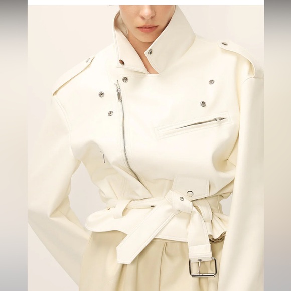 STORETS Emma Pleather Rider Jacket WHITE S/M - Picture 6 of 7